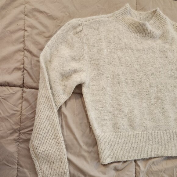Madewell alpaca wool blend mockneck puff sleeve sweater white turtleneck - Picture 5 of 9